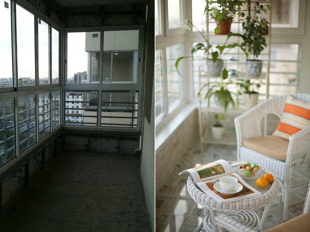 Балкон до и после отделки